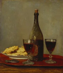 Stillleben mit zwei Rotweingläsern